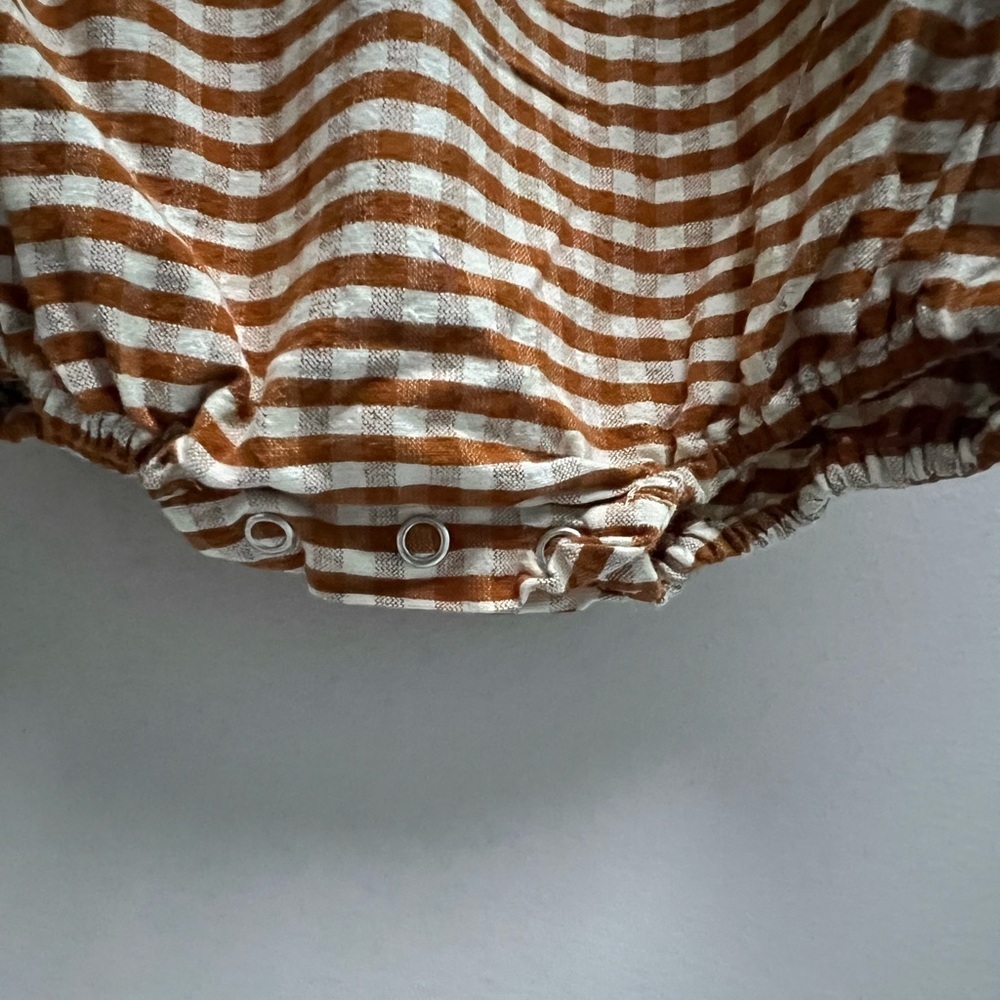 RYLEE + CRU Baby Brown White Gingham Long Sleeve Bubble Onesie Size 12-18 months - Picture 7 of 8